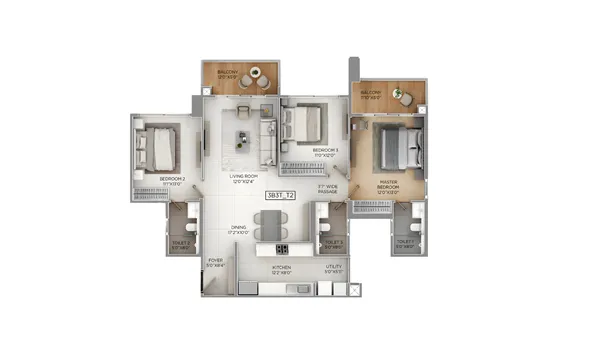 Purva Silversky 3 BHK 3T T2 Purva Silversky 3 BHK 3T T2