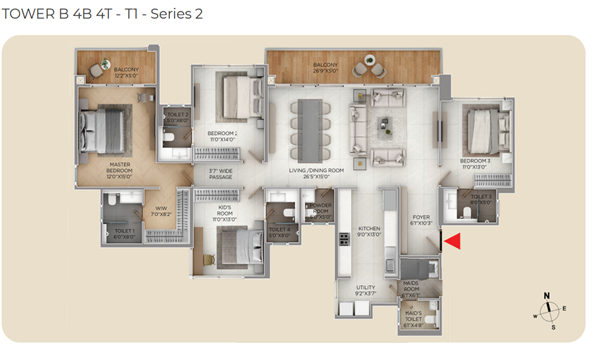 Purva Silversky 4 BHK T1 Purva Silversky 4 BHK T1