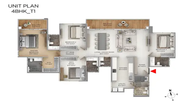 Purva Silversky 4 BHK T1 Purva Silversky 4 BHK T1